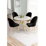Hanah home Set trpezarijskog stola i stolica (5 delova) Mos White Marble Gold Black | Eponuda.com