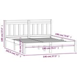  Okvir za krevet od masivne borovine bijeli 140 x 190 cm | shoptok.hr