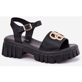 VINCEZA Women's Leather Sandals With Gold Detail | Shoptok.si