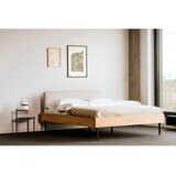 noo.ma Oblazinjena/iz iverne plošče zakonska postelja v hrastovem dekorju z letvenim dnom 140x200 cm v naravni barvi Streiko – | Shoptok.si