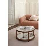Ellos Home Rjava okrogla klubska mizica s stekleno mizno ploščo ø 80 cm Classeno – | Shoptok.si