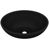 vidaXL Razkošen umivalnik ovalen mat črn 40x33 cm keramičen | Shoptok.si