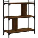 Maison Chic Knjižna omara - Knjižni regal 3-nadstropna rjavi hrast 76x32x88 cm inž. les, (21725302) Cene