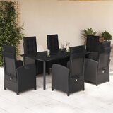 vidaXL 7-dijelni vrtni blagovaonski set s jastucima crni od poliratana | shoptok.hr
