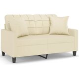  The Living Store Kavč dvosed z okrasnimi blazinami krem 120 cm umetno usnje - Kavč Dvosed, (21454382) | Shoptok.si