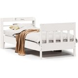 vidaXL Posteljni okvir brez vzmetnice bel 75x190 cm trdna borovina | Shoptok.si