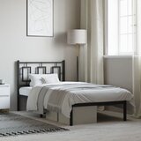 Maison Chic Kovinski Posteljni okvir - Enojna postelja - Postelja za odrasle z vzglavjem črn 90x200 cm, (21694322) | Shoptok.si
