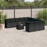 vidaXL 12-dijelni set vrtnih sofa od poliratana s jastucima crni Cijene