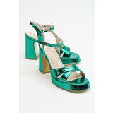 LuviShoes Lello Green Patterned Women's Heeled Shoes Cene