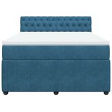 vidaXL Box spring postelja z vzmetnico modra 160x200 cm žamet | Shoptok.si
