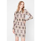 Trendyol Khaki Printed Scuba Knitted Dress Cene