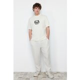 Trendyol Stone Men's Relaxed/Comfortable Fit Fluffy Landscape Printed Short Sleeve 100% Cotton T-Shirt Cene