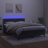  box spring s madracem LED tamnosivi 140x190 cm baršun | shoptok.hr