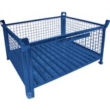 Heson zaboj za zlaganje z dnom iz jeklene pločevine, dxš 1200 x 1000 mm, moder lak | Shoptok.si