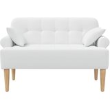  Ljubavni kauč s gumbima Bijela 120 x 65 x 79 cm Tkanina | Eponuda.com