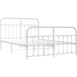 vidaXL Kovinski posteljni okvir z vzglavjem in vznožjem bel 140x200 cm | Shoptok.si