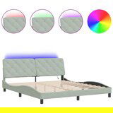 Maison Chic Posteljni okvir - Dvoposteljna postelja - Zakonska postelja z LED lučkami svetlo siv 180x200 cm žamet, (21697104) | Shoptok.si