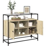  Komoda sa staklenom površinom boja hrasta 98x35x81 cm drvena | shoptok.hr