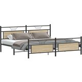 Metalni Kovinski posteljni okvir brez vzmetnice sonoma hrast 200x200 cm, (21829644) | Shoptok.si