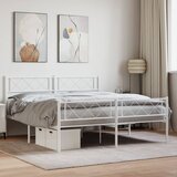 vidaXL Kovinski posteljni okvir z vzglavjem in vznožjem bel 135x190 cm Cene