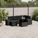  7-dijelni set vrtnih sofa od poliratana s jastucima crni | shoptok.hr