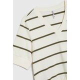 Marisse Striped Sweatshirt With Short Sleeves, Ecru | shoptok.hr