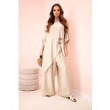 Kesi Włoski Women's viscose set, tunic and wide trousers beige | shoptok.hr