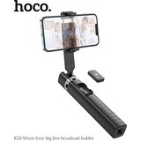 hoco. Selfie Stick Wave (K18) s bežičnim Bluetooth daljinskim upravljačem i 4 noge- 97 cm - crni | shoptok.hr