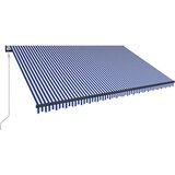  Tenda s senzorjem za veter in LED lučmi 500x300cm modra in bela - - modra - 38.02 - 500 x 300 cm - | Shoptok.si