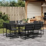  9-dijelni vrtni blagovaonski set s jastucima crni od tekstilena | Eponuda.com