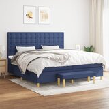  Krevet s oprugama i madracem plavi 200 x 200 cm od tkanine | shoptok.hr