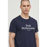 Peak Performance Bombažna kratka majica moški, mornarsko modra barva