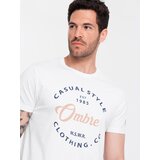 Ombre T-shirt męski z nadrukiem Casual Style - white | Shoptok.si