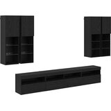  Set Zidnog TV Ormara s LED Osvjetljenjem Zidne 7 pcs Crni hrast | Eponuda.ba