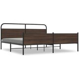 vidaXL Kovinski posteljni okvir brez vzmetnice rjavi hrast 200x200 cm, (21609479) | Shoptok.si