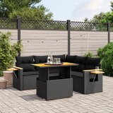 vidaXL 6-dijelni set vrtnih sofa s jastucima crni od poliratana | shoptok.hr
