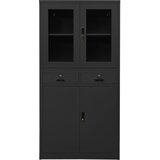  Uredski ormarić antracit 90x40x180 cm čelik i kaljeno staklo | shoptok.hr