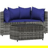 Maison Chic Seti vrtnega pohištva - Vrtna garnitura - Vrtni pohištvo set 3-delna z blazinami siv poli ratan, (21809808) | Shoptok.si