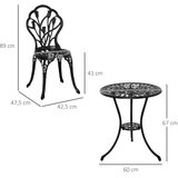  Vodootporni bistro set za 2 osobe: 1 stol + 2 stolice s otvorom za suncobran pogodan za više lokacija aluminij crna | shoptok.hr