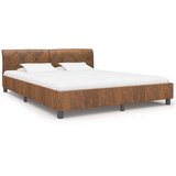 vidaXL Posteljni okvir rjav iz umetnega semiš usnja 160x200 cm | Shoptok.si