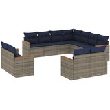 vidaXL 11-dijelni vrtni set s jastucima sivi poliratan - Siva Bez stola 1 | shoptok.hr
