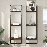 Maison Chic Stenska polica - Viseča Polica 3-nadstropna rjavi hrast 30x25x100 cm inž. les, (21793456) | Shoptok.si
