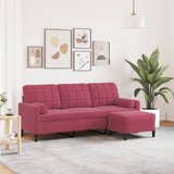  Trosjed s tabureom crvena boja vina 180 cm baršunasti | shoptok.hr
