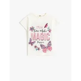 Koton T-Shirt Crew Neck Short Sleeve Butterfly Printed Cotton