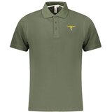 MIlitary Academy muška polo majica kratkih rukava sa zlatnim vezom orla i kontrastnim detaljima maslinasta | shoptok.hr