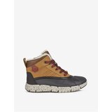 Geox Black-Brown Boys' Ankle Leather Boots with Artificial Fur Flexyper - Unisex Cijene