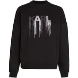 Karl Lagerfeld Sweater majica 'Rhinestone' siva / crna / bijela