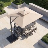Vrt Konzolni suncobran 300 x 300 cm, kvadratni suncobran s nožnom pedalom i ručicom, rotirajući za 360°, bež/sivi Cijene
