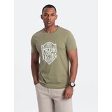Ombre Men's motorcycle style printed t-shirt - olive | Shoptok.si