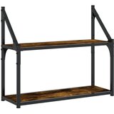  Polica s 2 razine dimljenog hrasta 60x21x51 cm drvena | shoptok.hr